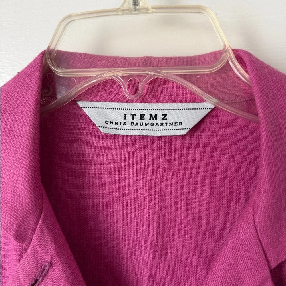 Itemz Chris‎ Baumgartner Fuchsia Linen Shirt Asymmetrical Lagenlook Art to Wear